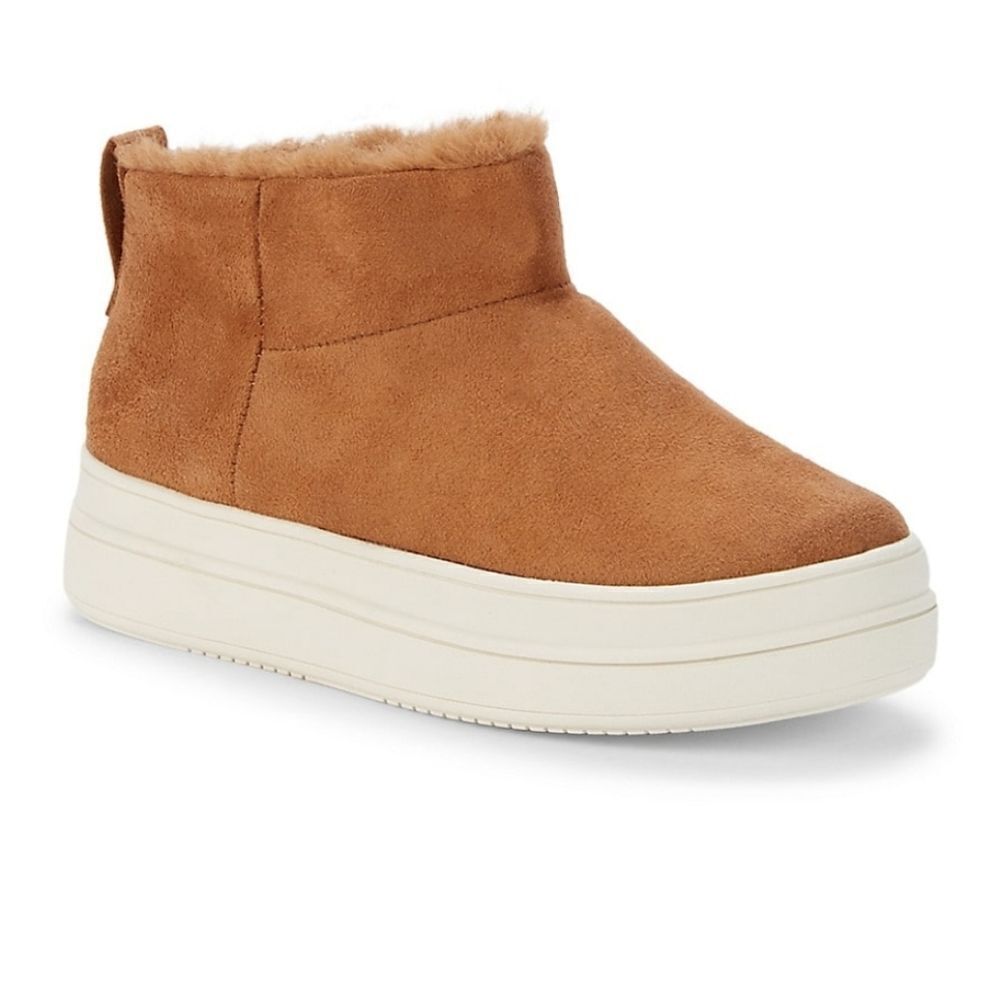 J/SLIDES Faux fur line microsuede Booties